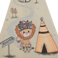 چادر سرخپوستی با نقاشی شیر به همراه زیرانداز و کوسن و سبد